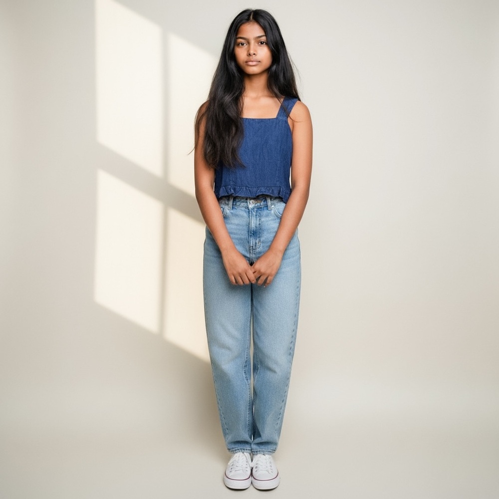 Aqua Girl Navy Blue Smocked Crop Top